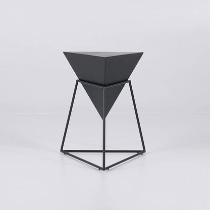 Modern Black Geometric Wood End Table Accent Side Table - 