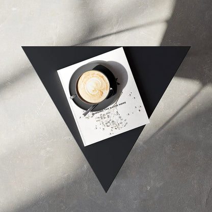 Modern Black Geometric Wood End Table Accent Side Table - 