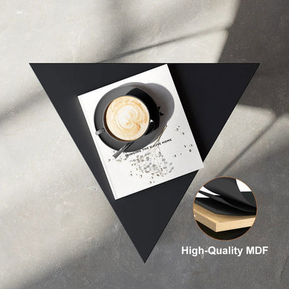 Modern Black Geometric Wood End Table Accent Side Table - 