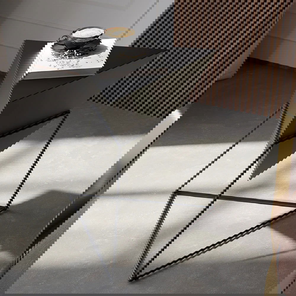 Modern Black Geometric Wood End Table Accent Side Table - Homary