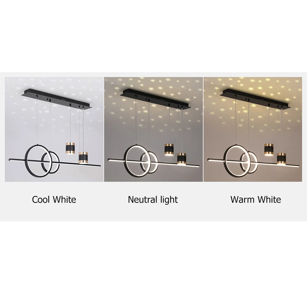 Modern Black Kitchen Island light Geometric Starry Hanging Light - 