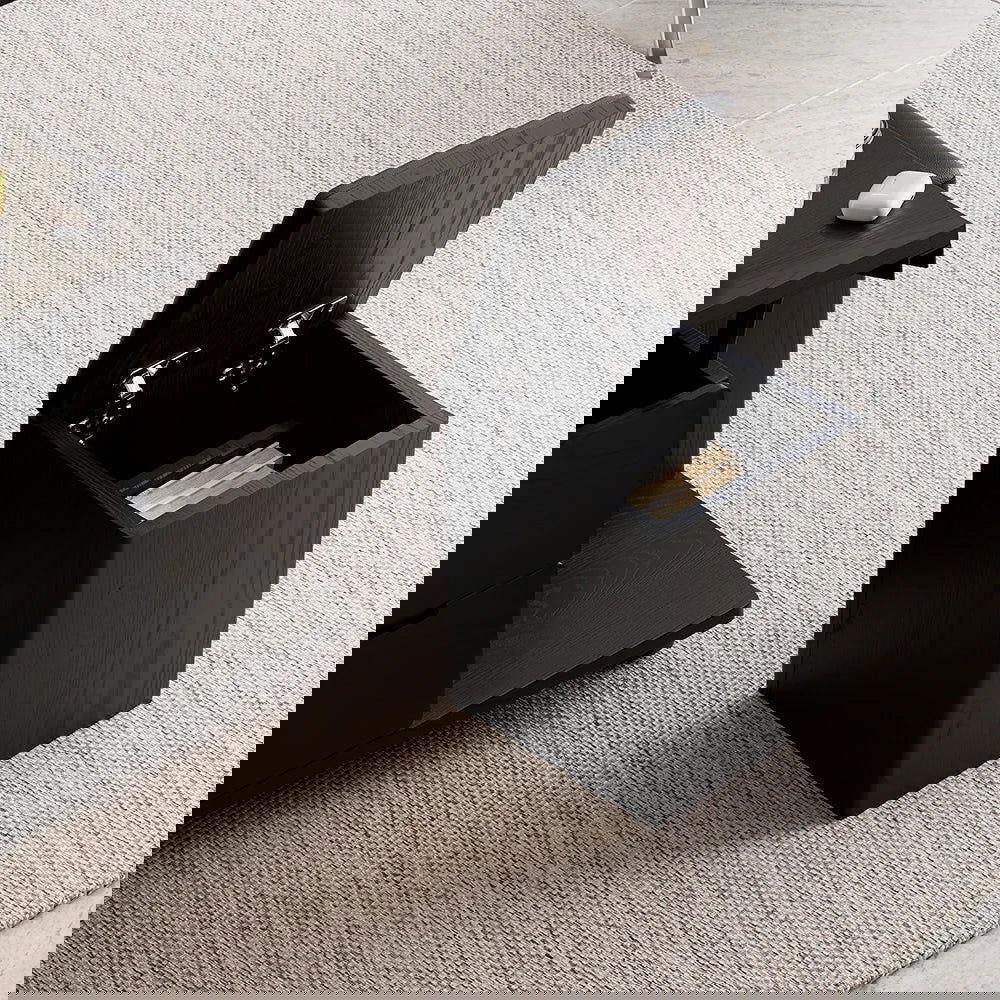 Modern Black Lift Top Coffee Table 4 in 1 with Storage Ottoman Foldable and Casters - 