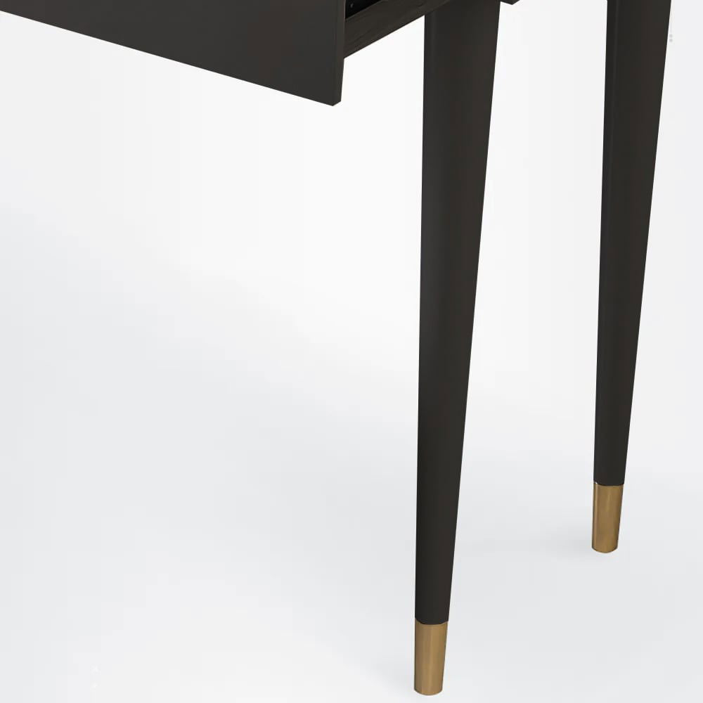 Modern Black Makeup Vanity Set Dressing Table with Lighted Mirror Cabinet & Stool - 