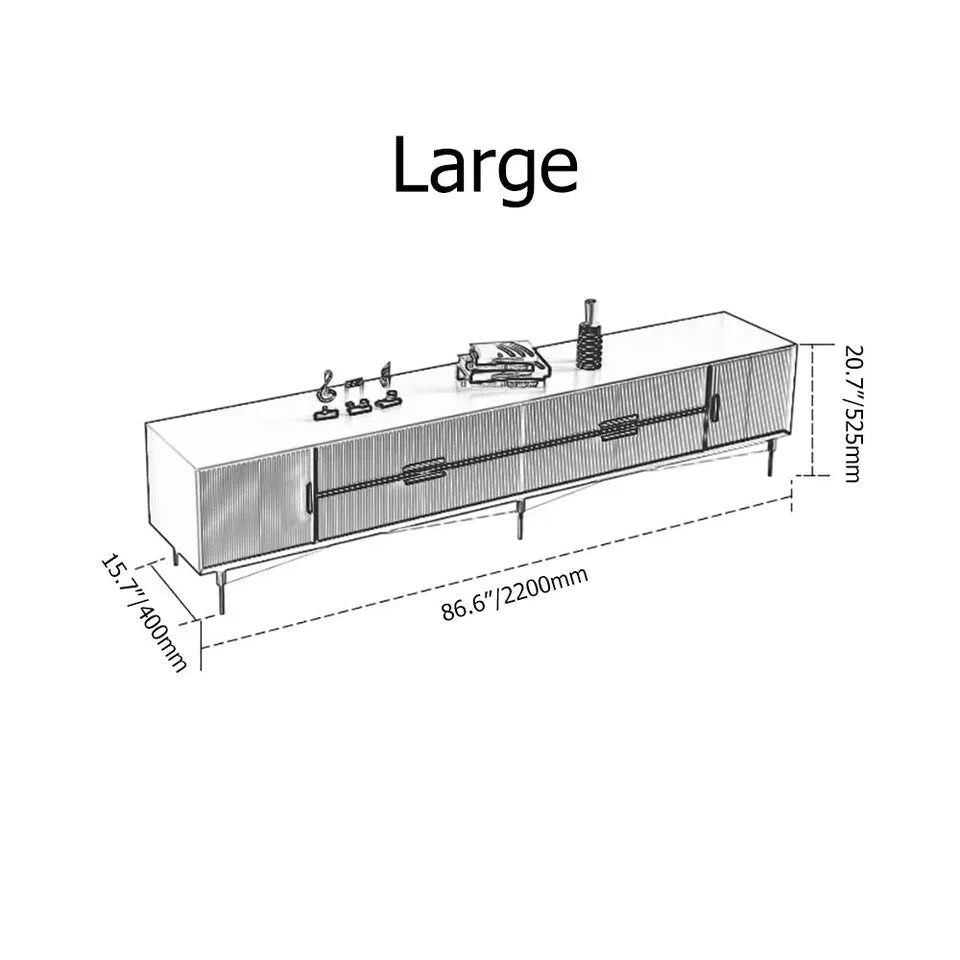 Modern Black TV Stand 4-Drawer 2-Door Media Console Gold Finish in Large - Approved By Design