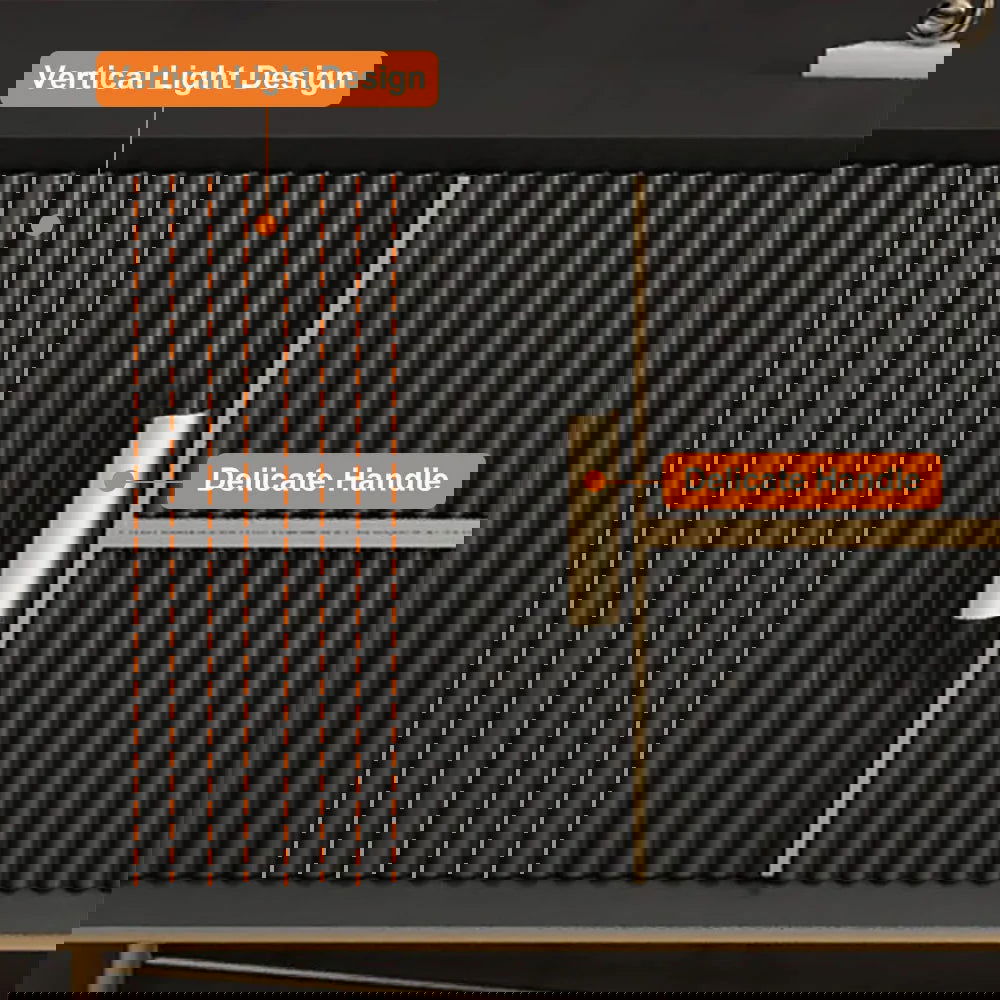 Modern Black TV Stand 4-Drawer 2-Door Media Console Gold Finish in Large - Approved By Design