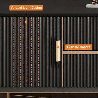 Modern Black TV Stand 4-Drawer 2-Door Media Console Gold Finish in Large - Approved By Design