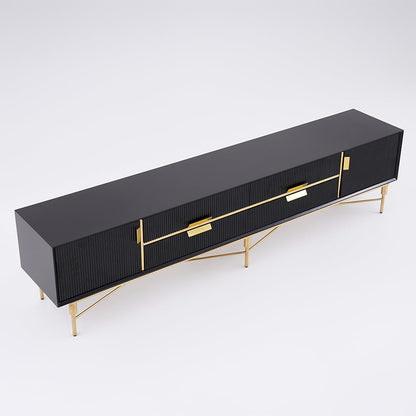 Modern Black TV Stand for 2159mm TVs with 4 Drawers & Doors MDF - 