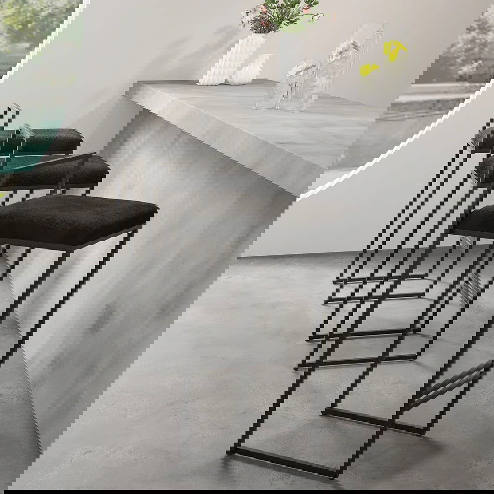 Modern Black Velvet Counter Stool Set of 2 with Back & Footrest - 