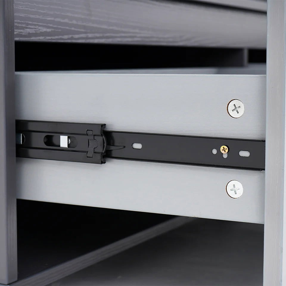 Modern Black Wood Retracted & Extendable TV Stand with 3-Drawer Up to 3048mm - 