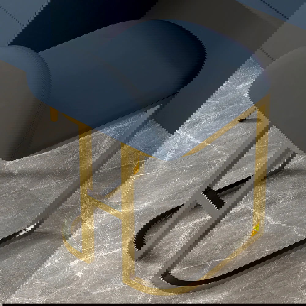 Modern Blue Makeup Vanity Set Retracted Dressing Table Cabinet&Stool&Mirror Included - 