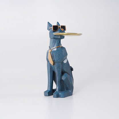 Modern Blue Sculpture Side Table Tray with Tissue Storage End Table - 