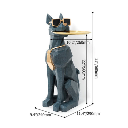 Modern Blue Sculpture Side Table Tray with Tissue Storage End Table - 