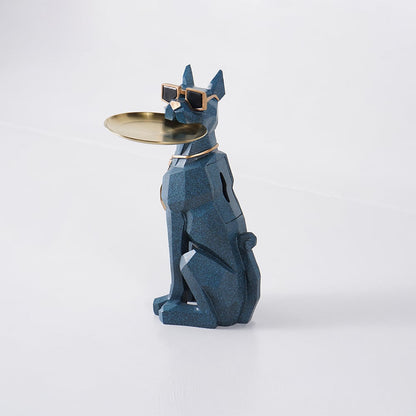 Modern Blue Sculpture Side Table Tray with Tissue Storage End Table - 