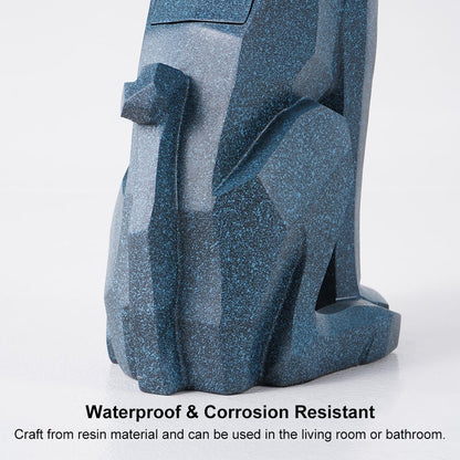 Modern Blue Sculpture Side Table Tray with Tissue Storage End Table - 