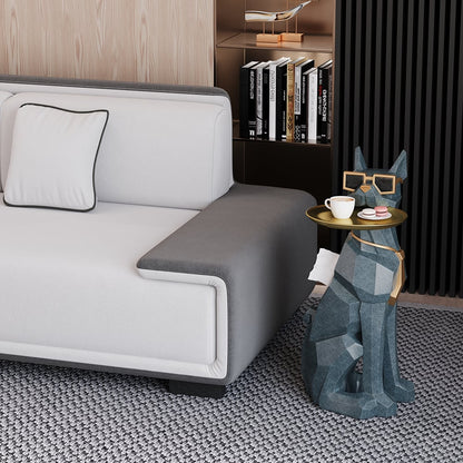 Modern Blue Sculpture Side Table Tray with Tissue Storage End Table - 