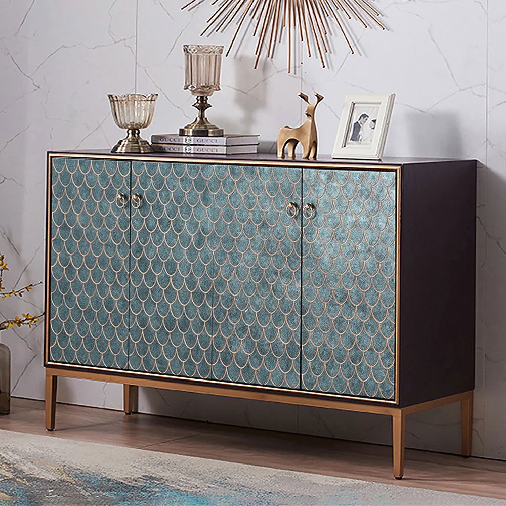 Modern Cabinet Scale Patterned Sideboard Buffet with Doors & Shelves in Large - 