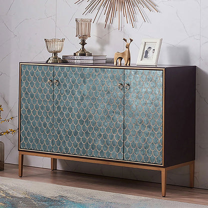 Modern Cabinet Scale Patterned Sideboard Buffet with Doors & Shelves in Large - 