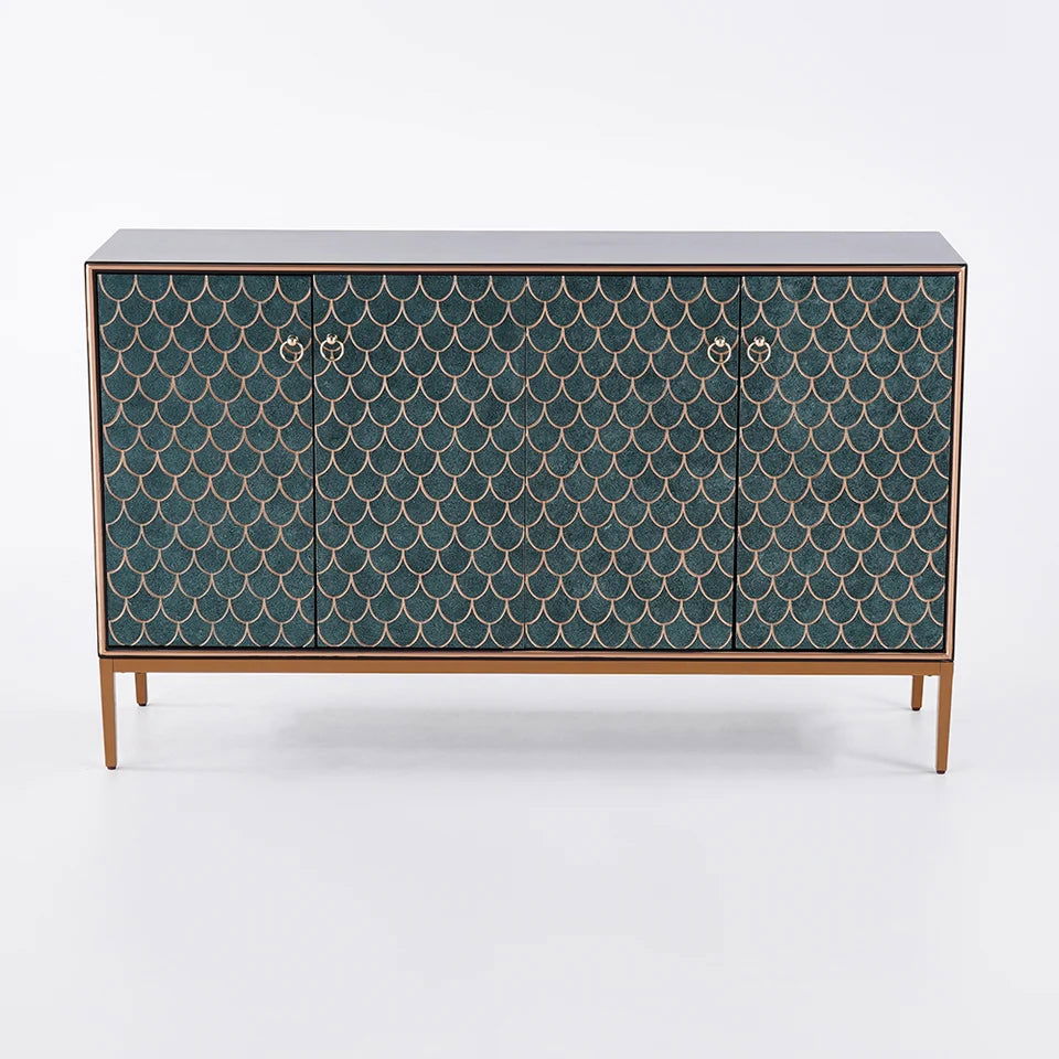 Modern Cabinet Scale Patterned Sideboard Buffet with Doors & Shelves in Large - 