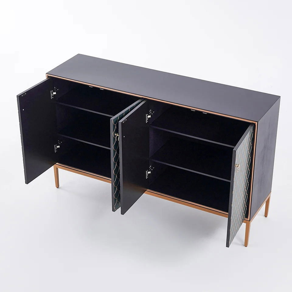 Modern Cabinet Scale Patterned Sideboard Buffet with Doors & Shelves in Large - 