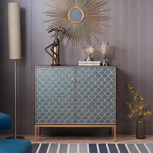 Modern Cabinet Scale Patterned Sideboard Buffet with Doors & Shelves in Small - Homary