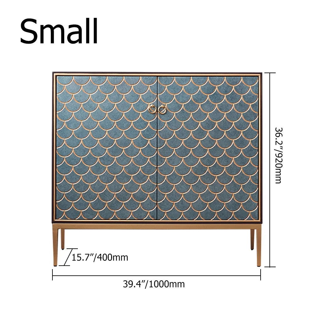 Modern Cabinet Scale Patterned Sideboard Buffet with Doors & Shelves in Small - Homary