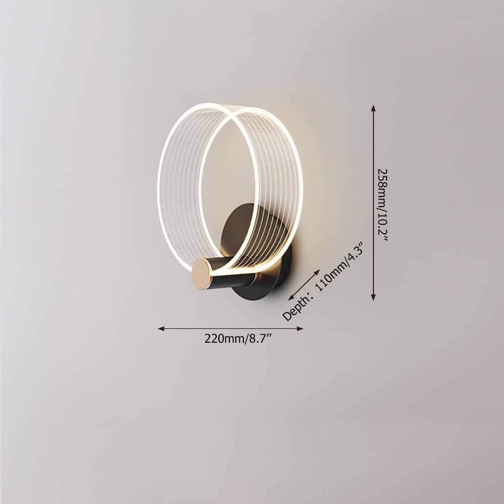 Modern Circle Wall Light Single Bedside Wall Light Acrylic & Metal - 