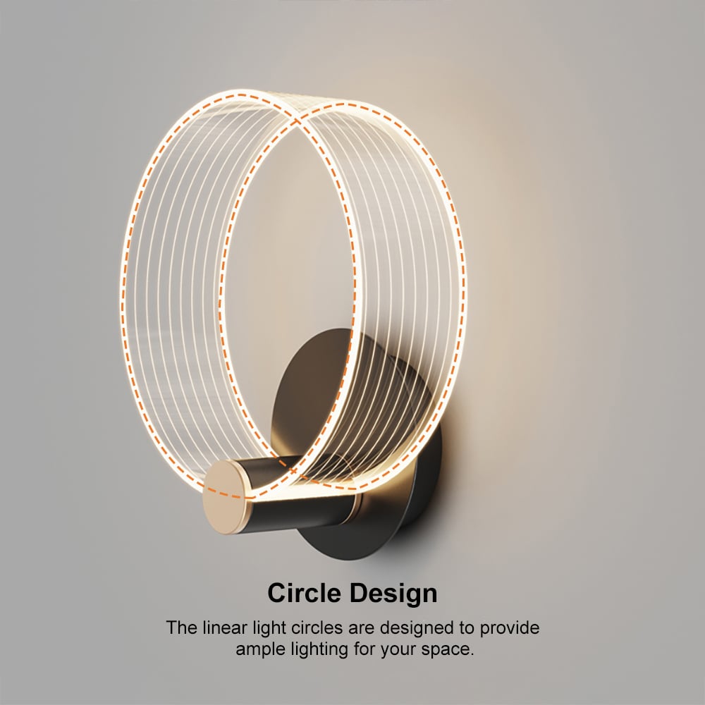 Modern Circle Wall Light Single Bedside Wall Light Acrylic & Metal - 
