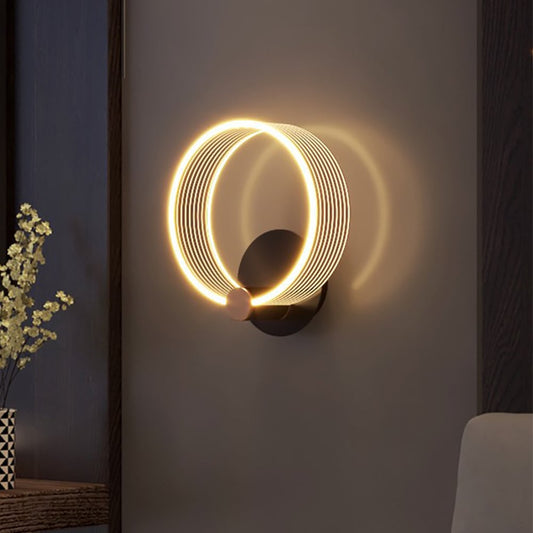 Modern Circle Wall Light Single Bedside Wall Light Acrylic & Metal - Homary