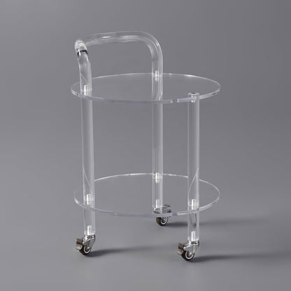 Modern Clear Acrylic Bar Cart Rolling Serving Trolley with 2 Tiers & Handle - 