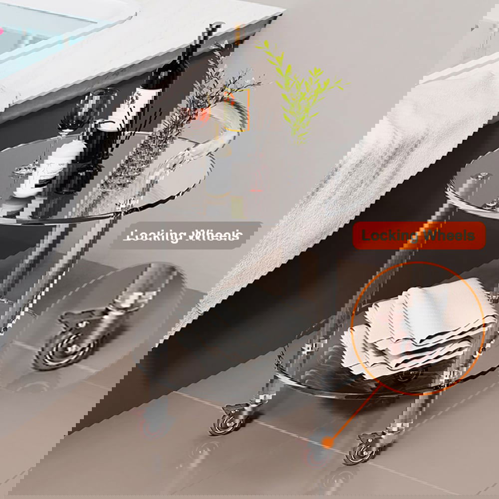 Modern Clear Acrylic Bar Cart Rolling Serving Trolley with 2 Tiers & Handle - 