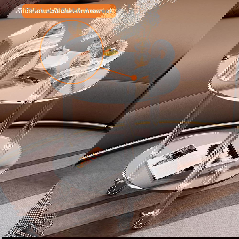 Modern Clear Acrylic Bar Cart Rolling Serving Trolley with 2 Tiers & Handle - 