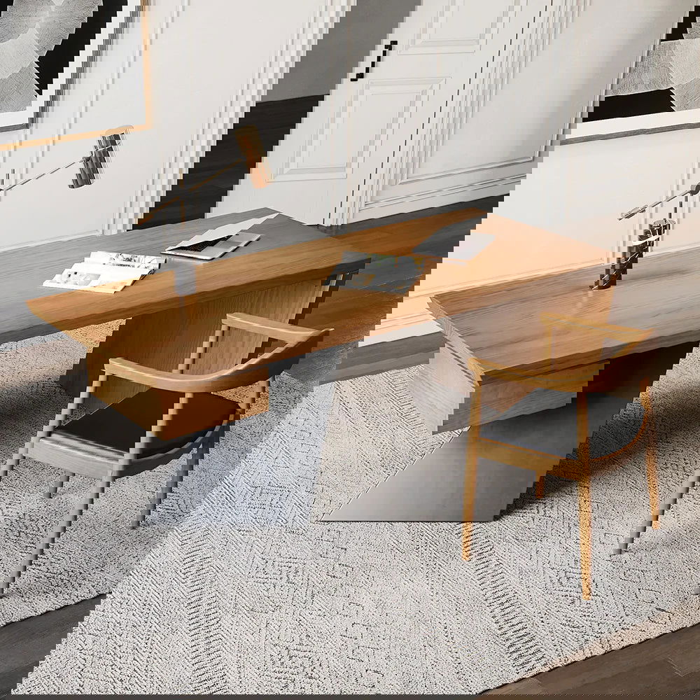 Modern Curved Back 4-Piece Dining Chair Upholstered Leather Walnut Wooden Armchair - 