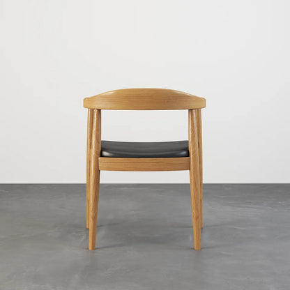 Modern Curved Back 4-Piece Dining Chair Upholstered Leather Walnut Wooden Armchair - 