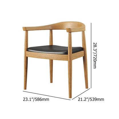 Modern Curved Back 4-Piece Dining Chair Upholstered Leather Walnut Wooden Armchair - 
