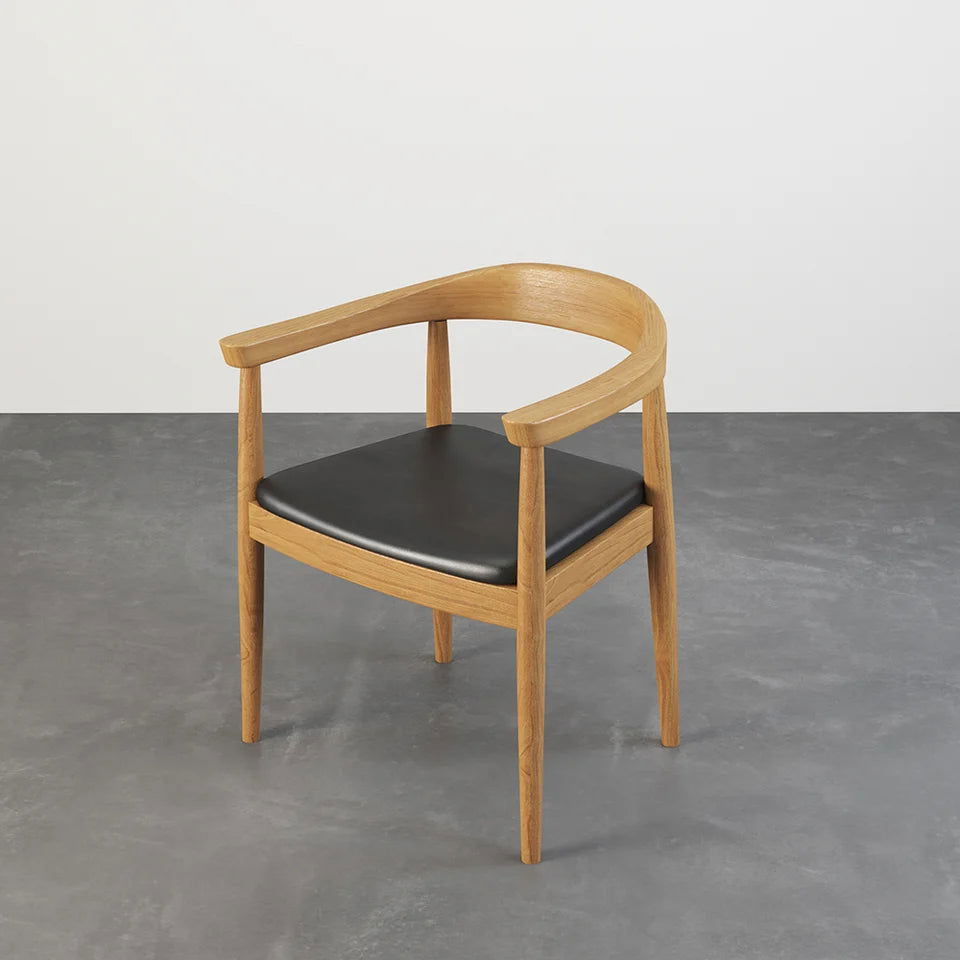 Modern Curved Back 4-Piece Dining Chair Upholstered Leather Walnut Wooden Armchair - Homary