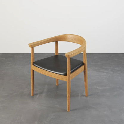 Modern Curved Back 4-Piece Dining Chair Upholstered Leather Walnut Wooden Armchair - Homary