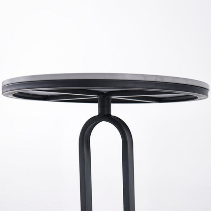 Modern Dark Gray Sintered Stone End Table Round Side Table Carbon Steel Base - 