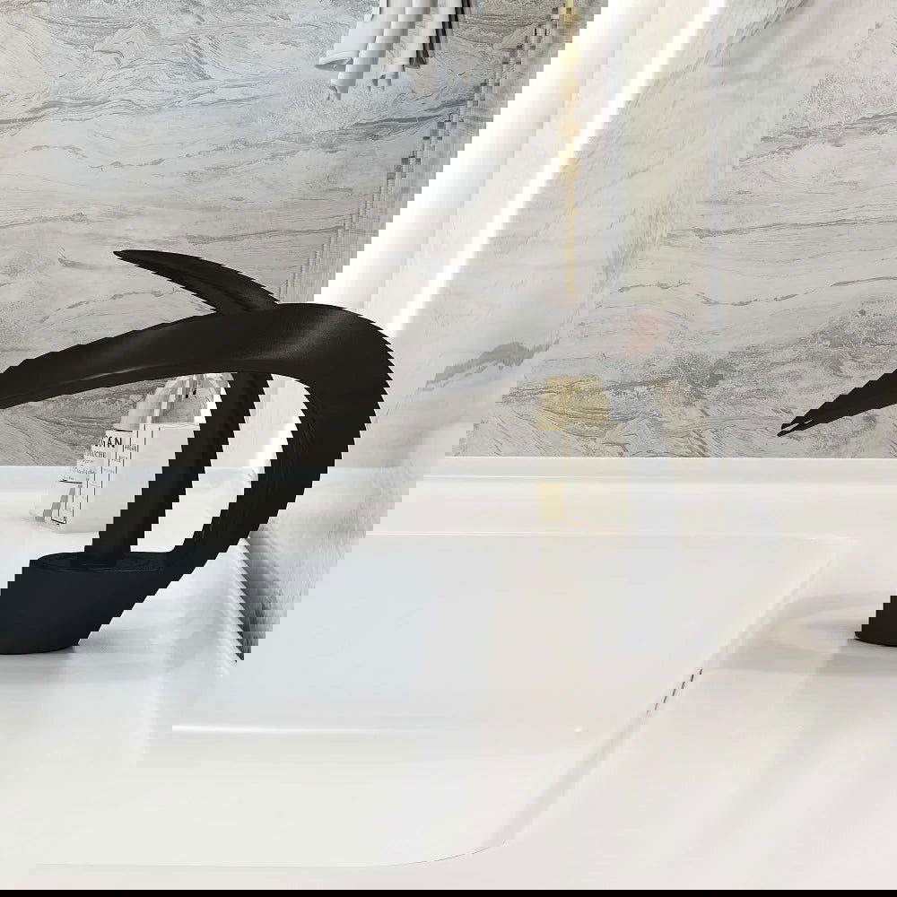 Modern Elegant Waterfall Bathroom Basin Tap Single Lever Handle Solid Brass - Homary