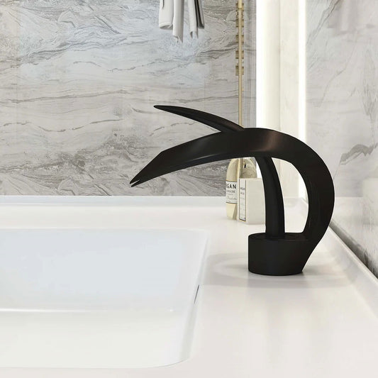 Modern Elegant Waterfall Bathroom Basin Tap Single Lever Handle Solid Brass - Homary