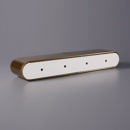 Modern Extendable Oval Metal TV Stand with 4 Drawers in Gold & White for TV up to 2600mm - 