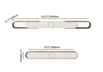 Modern Extendable Oval Metal TV Stand with 4 Drawers in Gold & White for TV up to 2600mm - 