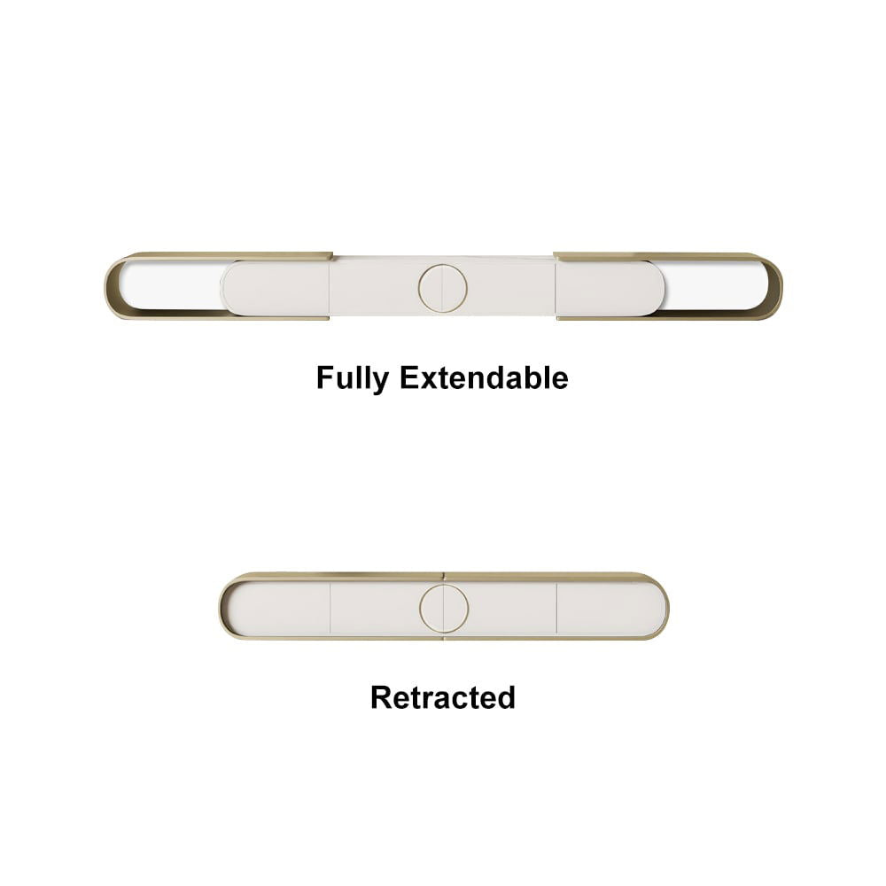 Modern Extendable Oval Metal TV Stand with 4 Drawers in Gold & White for TV up to 2600mm - 