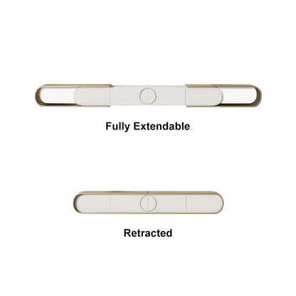 Modern Extendable Oval Metal TV Stand with 4 Drawers in Gold & White for TV up to 2600mm - 