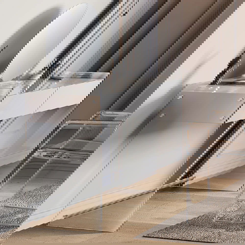 Modern Floating Acrylic Makeup Vanity Vanity Desk with Drawers - 