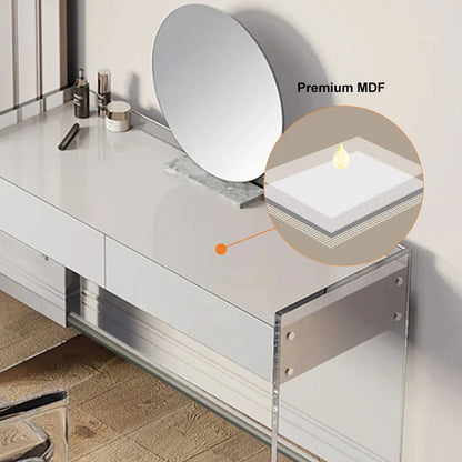 Modern Floating Acrylic Makeup Vanity Vanity Desk with Drawers - 