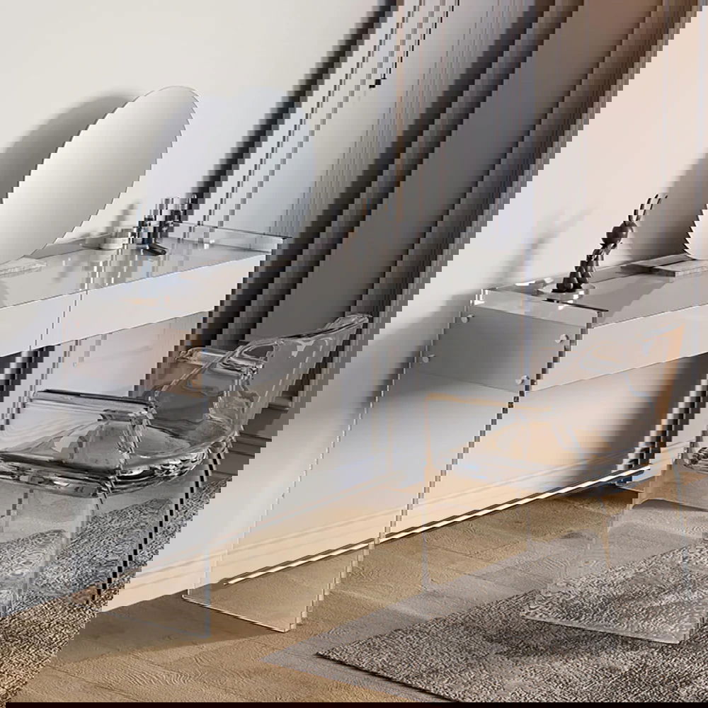 Modern Floating Acrylic Makeup Vanity Vanity Desk with Drawers - Homary