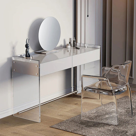 Modern Floating Acrylic Makeup Vanity Vanity Desk with Drawers - Homary