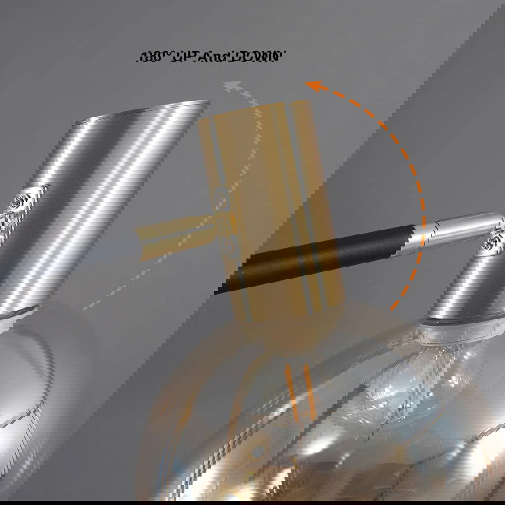 Modern Floor Lamp End Table with Glass Shade, Wireless Charger & USB Port - 