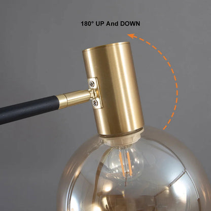 Modern Floor Lamp End Table with Glass Shade, Wireless Charger & USB Port - 