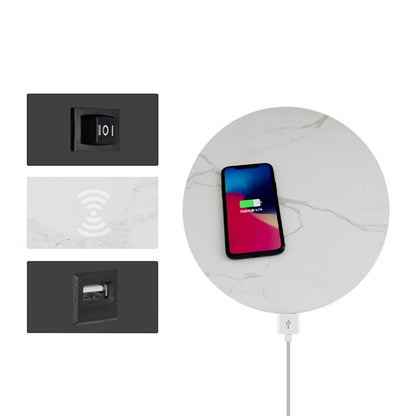 Modern Floor Lamp End Table with Glass Shade, Wireless Charger & USB Port - 